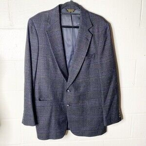 ANDERSON LITTLE Vtg Retro Funky Gray Plaid Blazer Coat Jacket Mens 44L USA Union